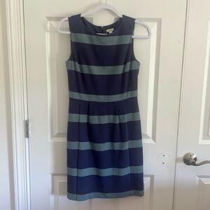 FOSSIL Blue Striped Sleeveless Pleated Zipper Up Dress Size 4